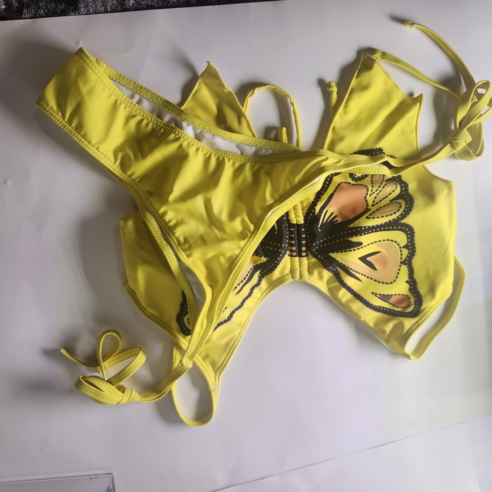 SHEIN Yellow Butterfly Bikini Set